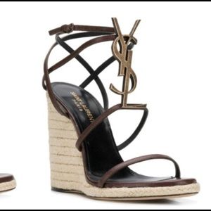 Saint Laurent Cassandra Wedge Sandals sz 36.